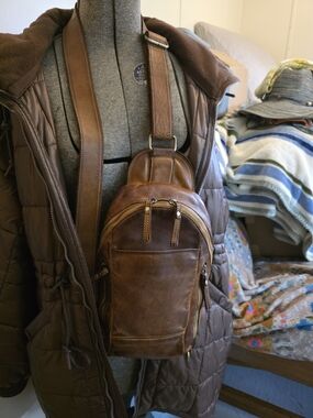 Movement Tan Leather Crossbody Belt Bag for Women